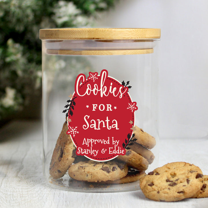 Personalised Christmas Glass Jar With Bamboo Lid - part of the Gifts Finder Personalised Christmas Decorations collection