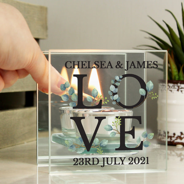 Buy Personalised Botanical Mirrored Glass Tea Light Holder available now at www.giftsfinder.co.uk