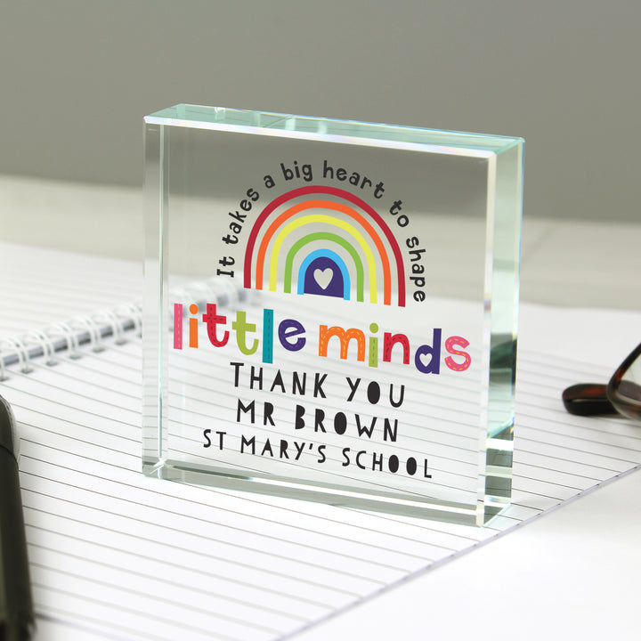 Personalised Shape Little Minds Crystal Token in gift category Personalised Teacher Gifts