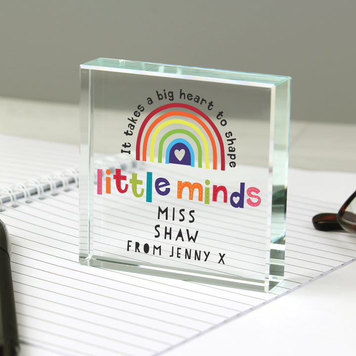 Personalised Shape Little Minds Crystal Token in gift category Personalised Teacher Gifts