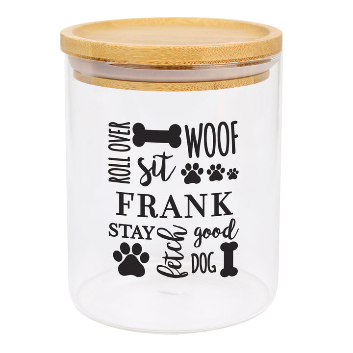 Buy Personalised Glass Dog Treat Jar with Bamboo Lid available now at www.giftsfinder.co.uk