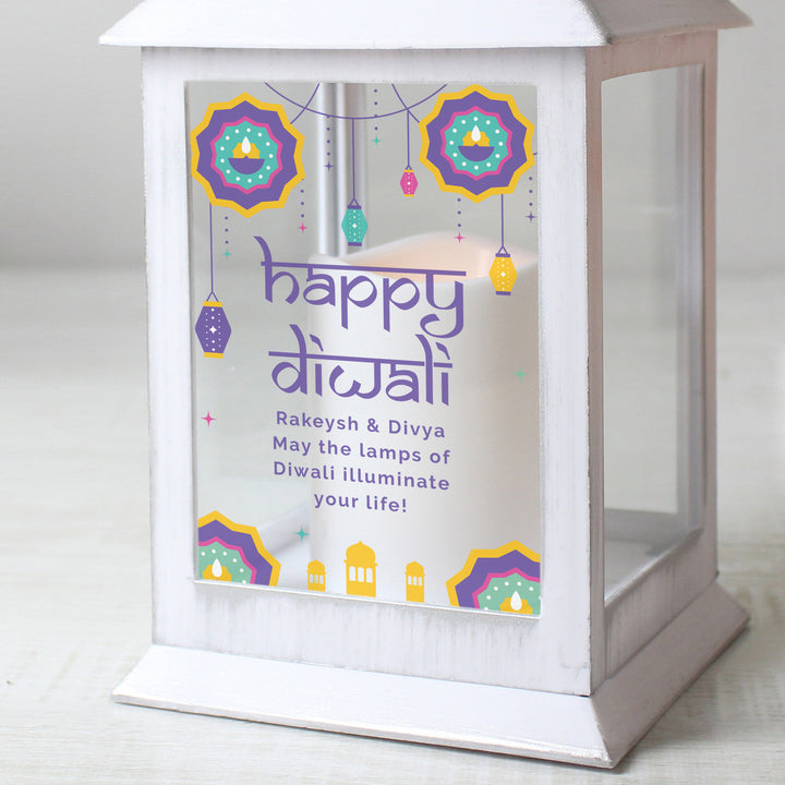 Personalised Diwali White Lantern - part of the Gifts Finder Personalised Lanterns collection