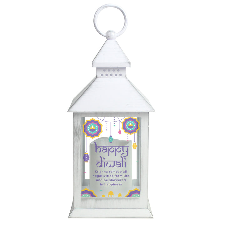 Personalised Diwali White Lantern - part of the Gifts Finder Personalised Lanterns collection