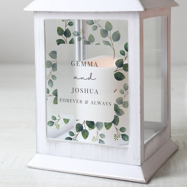 Buy Personalised Botanical White Lantern available now at www.giftsfinder.co.uk