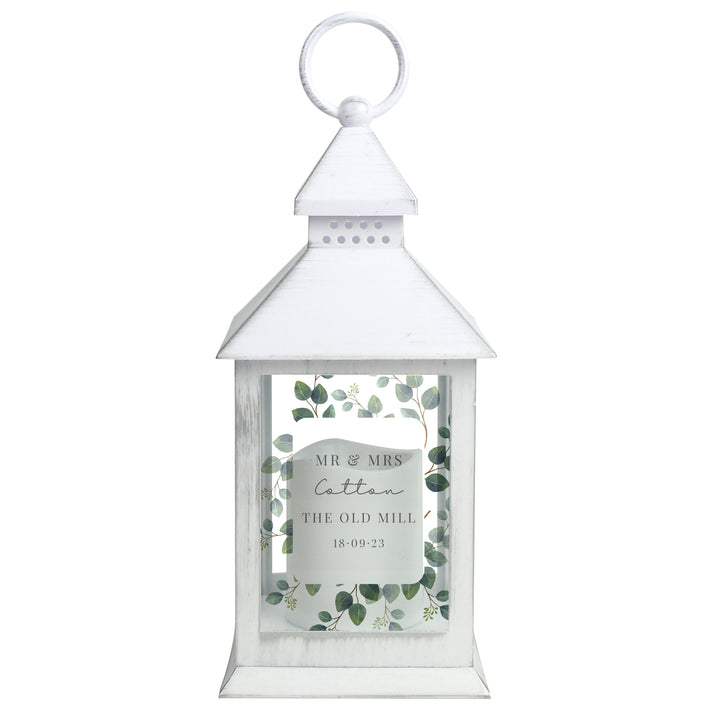 Buy Personalised Botanical White Lantern available now at www.giftsfinder.co.uk