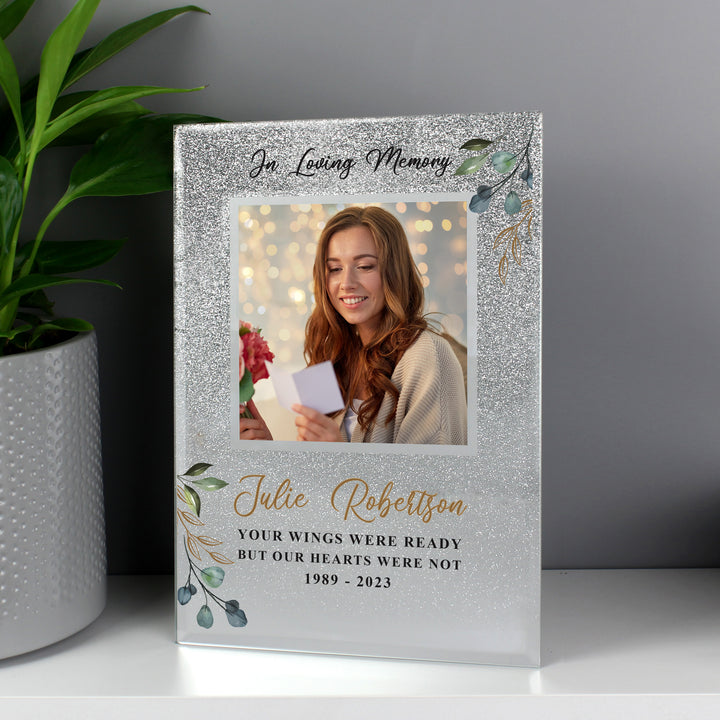 Buy Personalised In Loving Memory 4x4 Glitter Frame available now at www.giftsfinder.co.uk