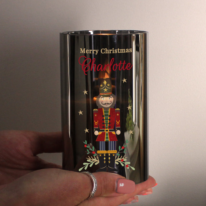 Buy Personalised Christmas Nutcracker Smoked LED Candle available now at www.giftsfinder.co.uk