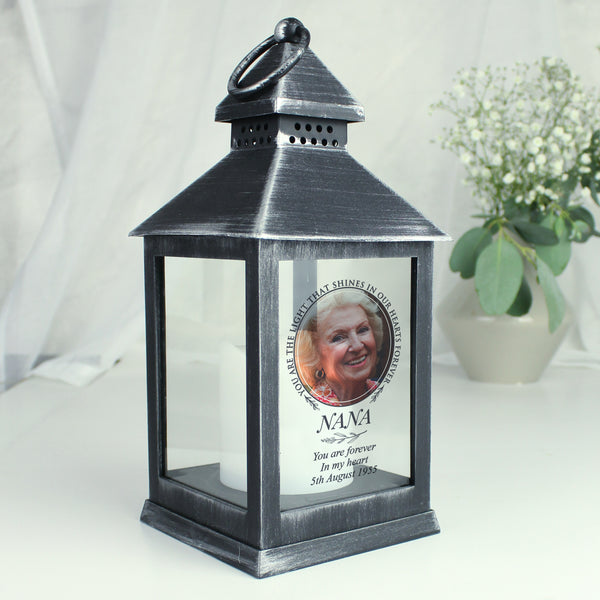 Buy Personalised Light In Our Hearts Photo Upload Black Lantern available now at www.giftsfinder.co.uk