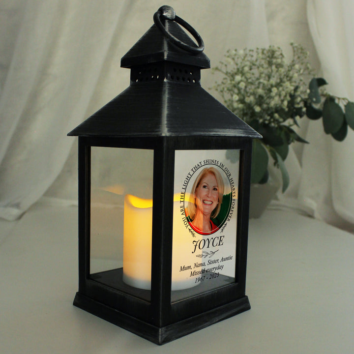 Personalised Light In Our Hearts Photo Upload Black Lantern - part of the Gifts Finder Personalised Lanterns collection