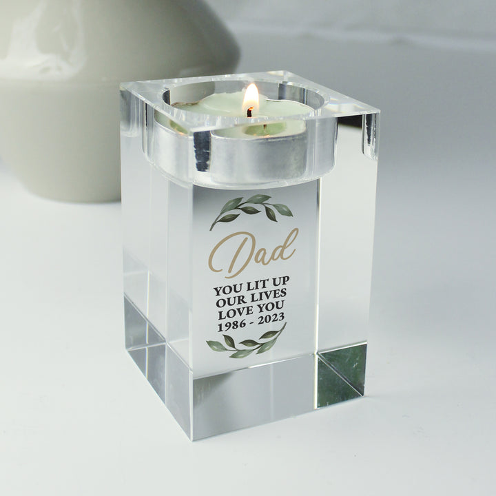 Buy Personalised Botanical Memorial Glass Tealight Holder available now at www.giftsfinder.co.uk