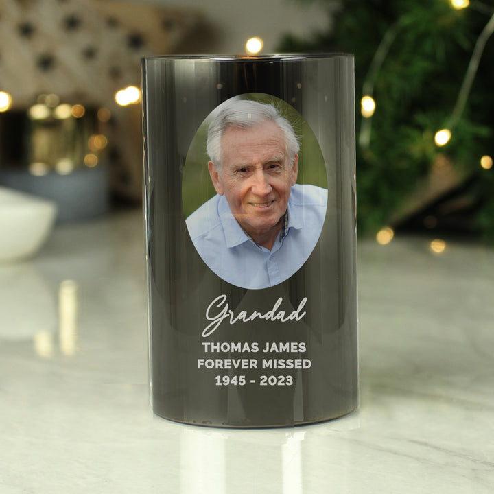 Buy Personalised Photo Upload Smoked Glass LED Candle at www.giftsfinder.co.uk