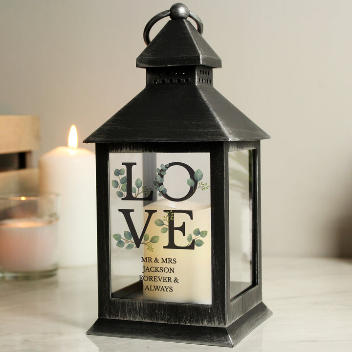 Buy Personalised LOVE LED Black Lantern available now at www.giftsfinder.co.uk