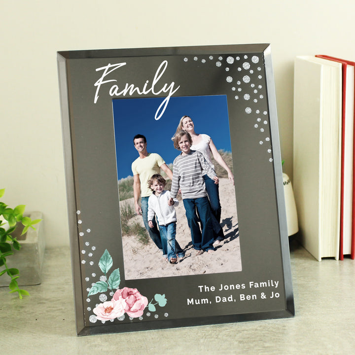 Buy Personalised Floral 6x4 Diamante Glass Photo Frame available now at www.giftsfinder.co.uk