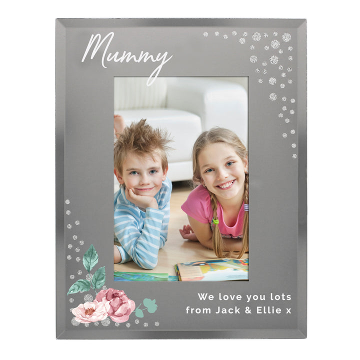 Buy Personalised Floral 6x4 Diamante Glass Photo Frame available now at www.giftsfinder.co.uk