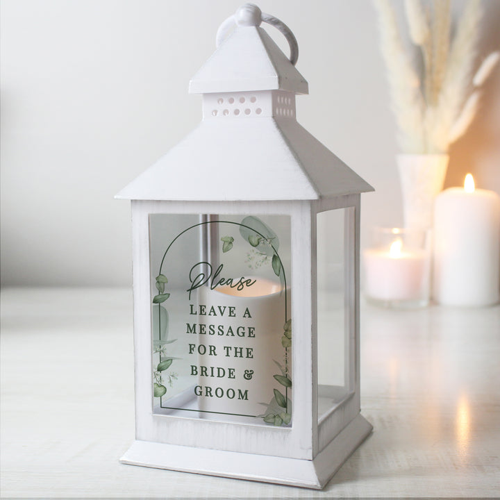 Buy Personalised Botanical Wedding Lantern available now at www.giftsfinder.co.uk