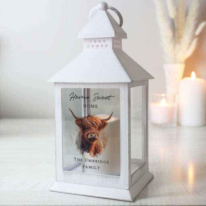 Buy Personalised Highland Cow LED Lantern available now at www.giftsfinder.co.uk