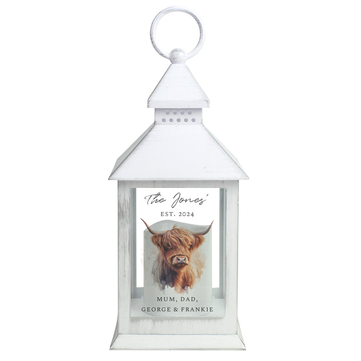 Buy Personalised Highland Cow LED Lantern available now at www.giftsfinder.co.uk