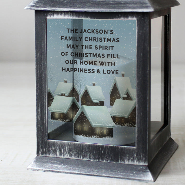 Buy Personalised Christmas Town Black Lantern available now at www.giftsfinder.co.uk