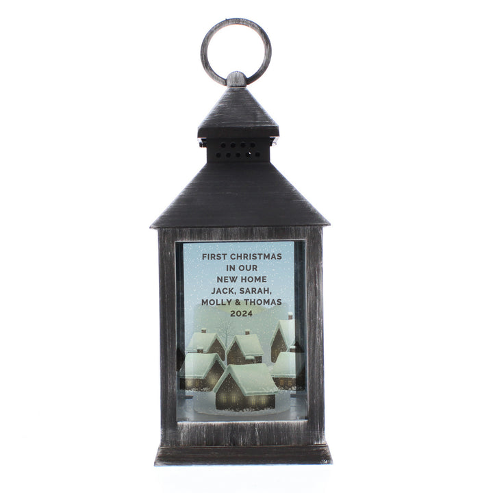 Buy Personalised Christmas Town Black Lantern available now at www.giftsfinder.co.uk