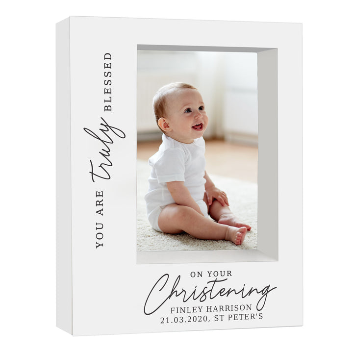 Buy Personalised 'Truly Blessed' Christening 5x7 Box Photo Frame at www.giftsfinder.co.uk