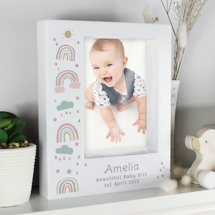 Personalised Rainbow 5x7 Box Photo Frame in gift category Personalised Photo Frames