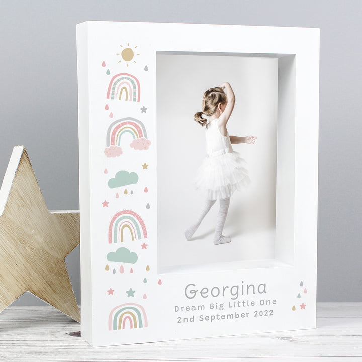 Personalised Rainbow 5x7 Box Photo Frame in gift category Personalised Photo Frames