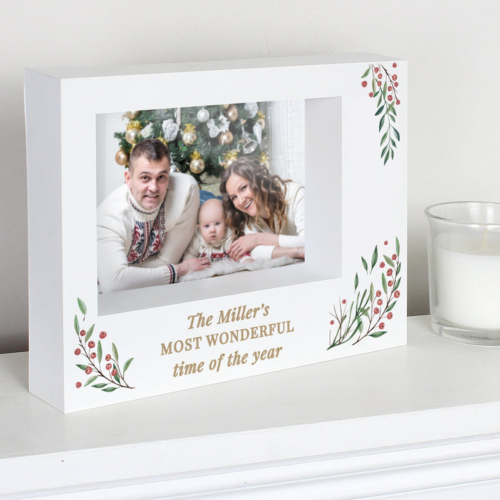 Buy Personalised Christmas Foliage 5x7 Box Photo Frame available now at www.giftsfinder.co.uk