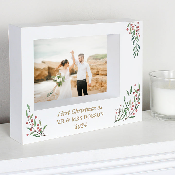 Buy Personalised Christmas Foliage 5x7 Box Photo Frame available now at www.giftsfinder.co.uk