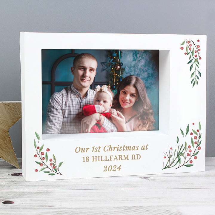 Buy Personalised Christmas Foliage 5x7 Box Photo Frame available now at www.giftsfinder.co.uk