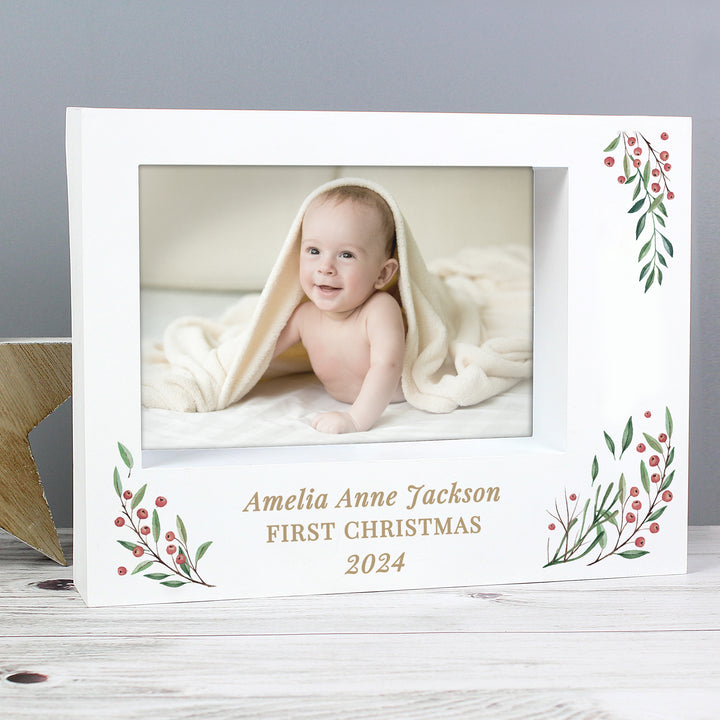 Buy Personalised Christmas Foliage 5x7 Box Photo Frame available now at www.giftsfinder.co.uk