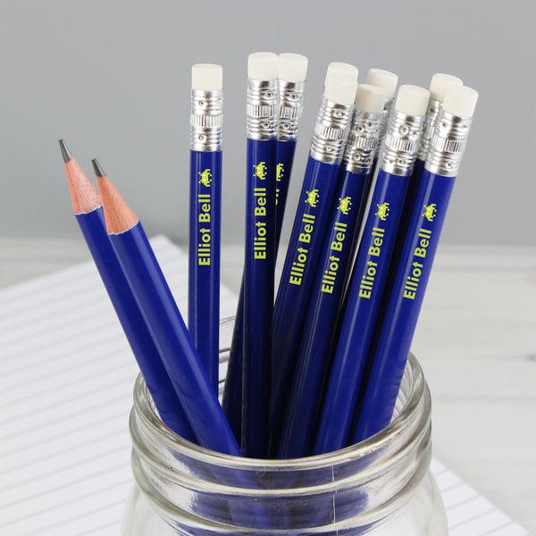 Buy Personalised Alien Motif Blue Pencils available now at www.giftsfinder.co.uk