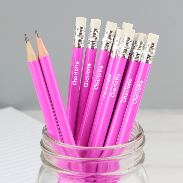 Buy Personalised Name Only Pink Pencils at www.giftsfinder.co.uk