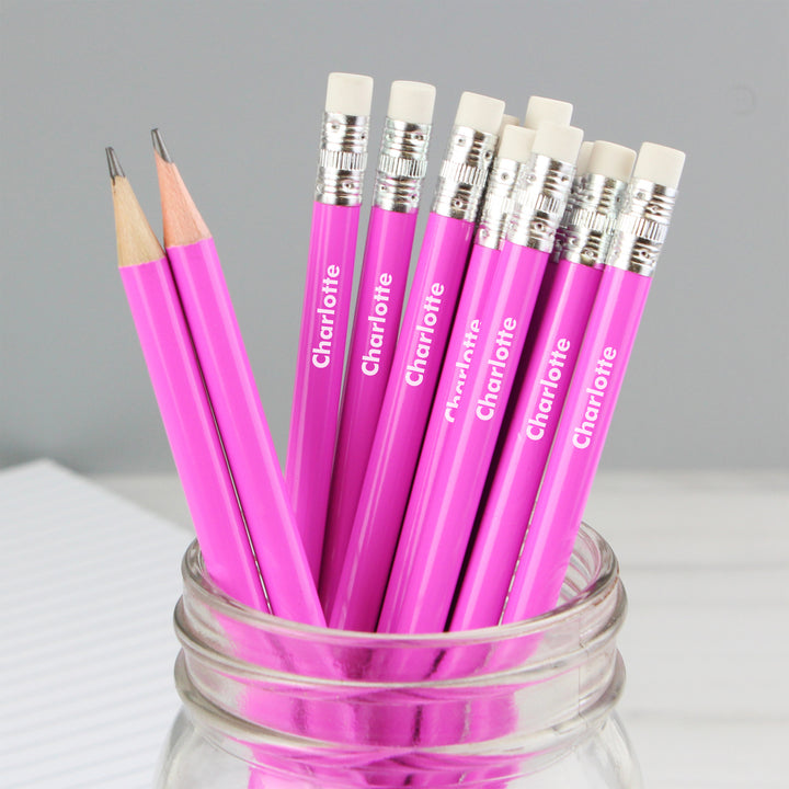 Buy Personalised Name Only Pink Pencils at www.giftsfinder.co.uk