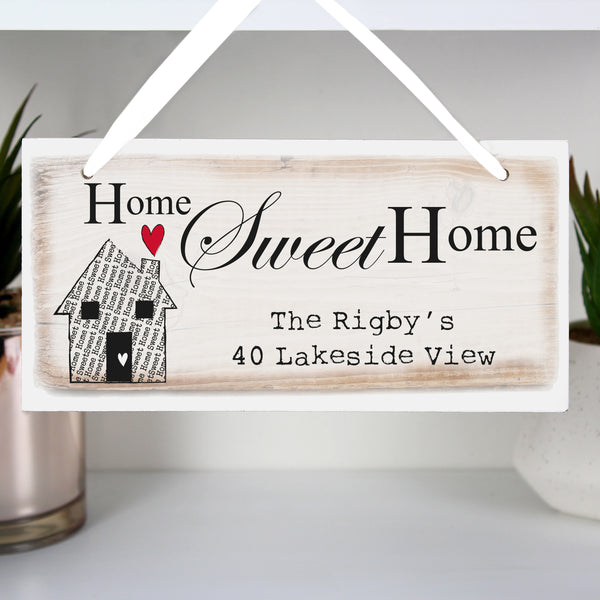 Buy Personalised Home Sweet Home Wooden Sign available now at www.giftsfinder.co.uk