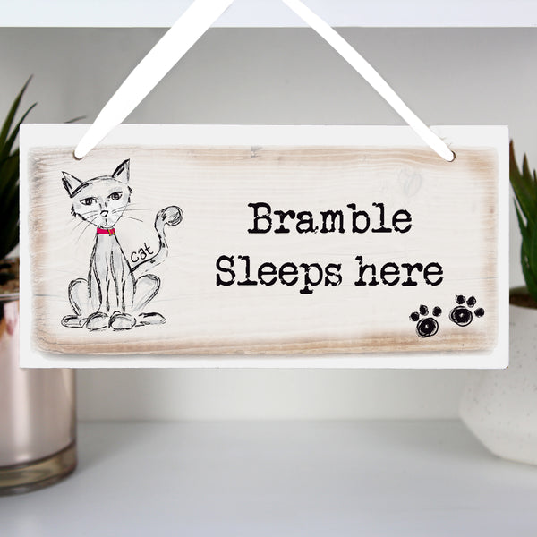 Buy Personalised Cat Wooden Sign available now at www.giftsfinder.co.uk