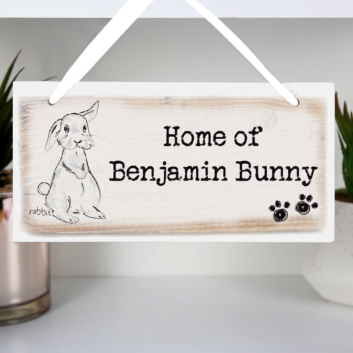 Personalised Rabbit Wooden Sign - part of the Gifts Finder Personalised Signs collection