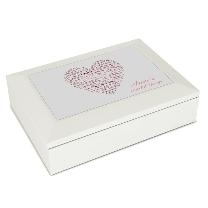 Buy Personalised I Love You White Jewellery Box available now at www.giftsfinder.co.uk