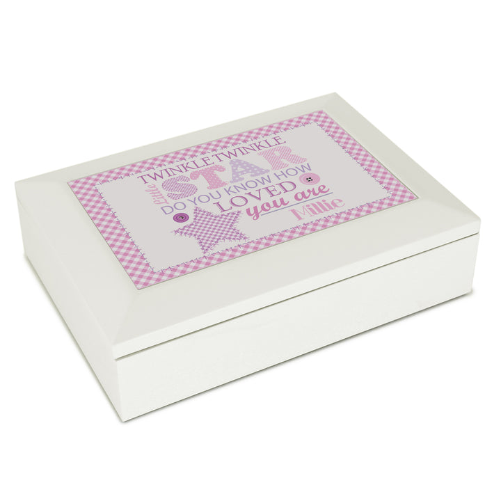 Personalised Twinkle Girls White Keepsake Box in gift category Personalised Ornaments & Keepsakes