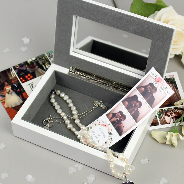 Personalised Silver Elegant Wooden Jewellery Box in gift category Personalised Jewellery Boxes