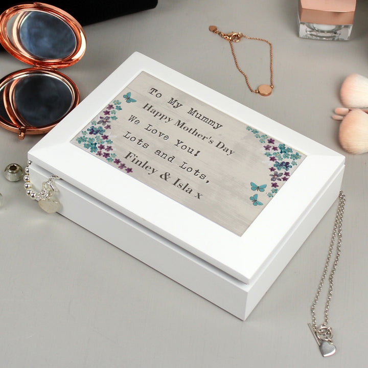 Personalised Forget Me Not Jewellery Box - part of the Gifts Finder Personalised Jewellery Boxes collection