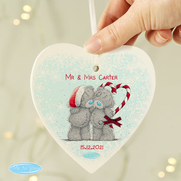 Buy Personalised Me To You Couple Christmas Wooden Heart Decoration available now at www.giftsfinder.co.uk