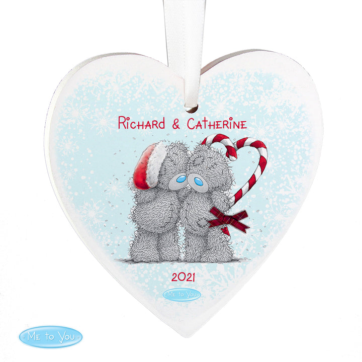 Buy Personalised Me To You Couple Christmas Wooden Heart Decoration available now at www.giftsfinder.co.uk