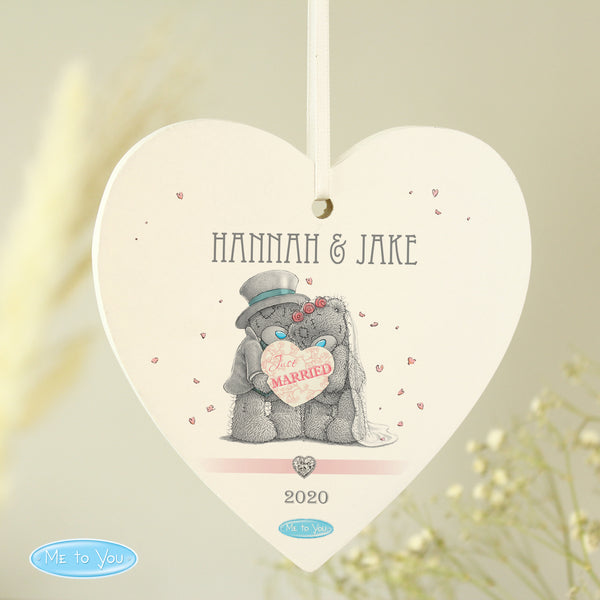 Buy Personalised Me To You Wedding Couple Wooden Heart Decoration available now at www.giftsfinder.co.uk