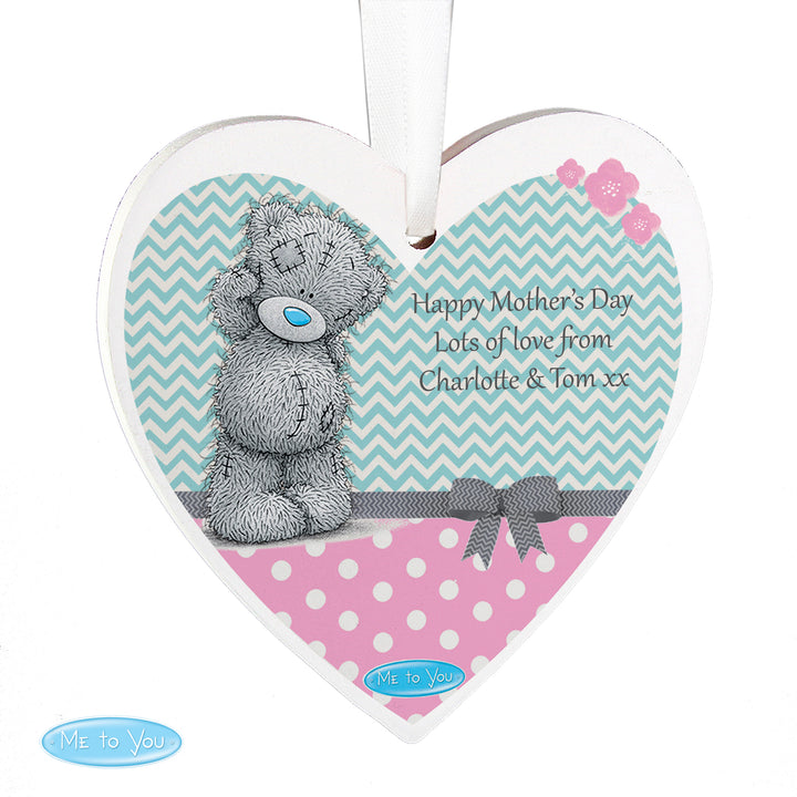 Buy Personalised Me To You Pastel Polka Dot for Her Wooden Heart Decoration at www.giftsfinder.co.uk