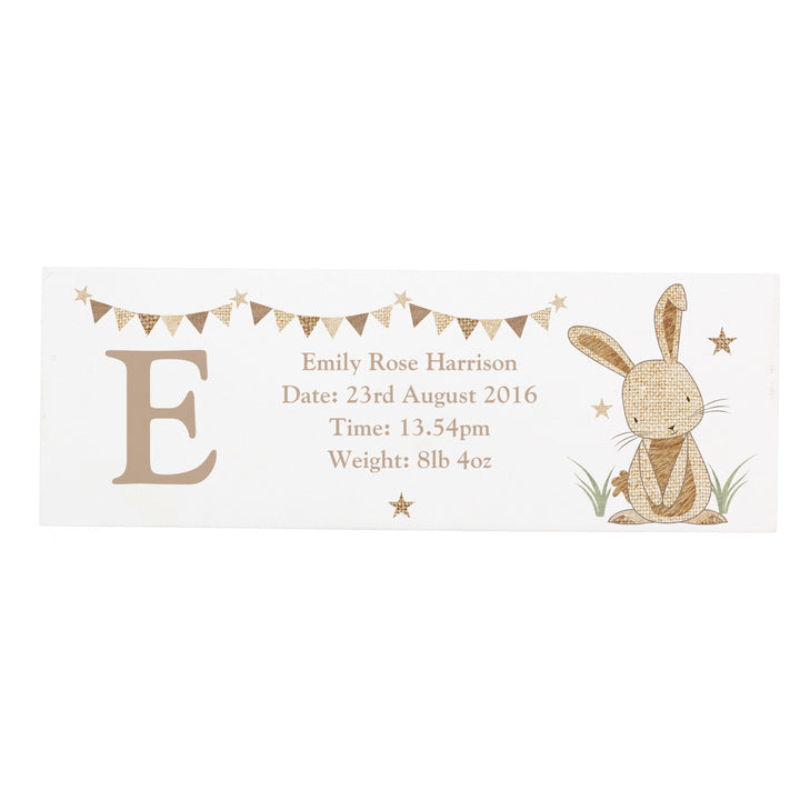 Buy Personalised Hessian Rabbit Wooden Block Sign at www.giftsfinder.co.uk