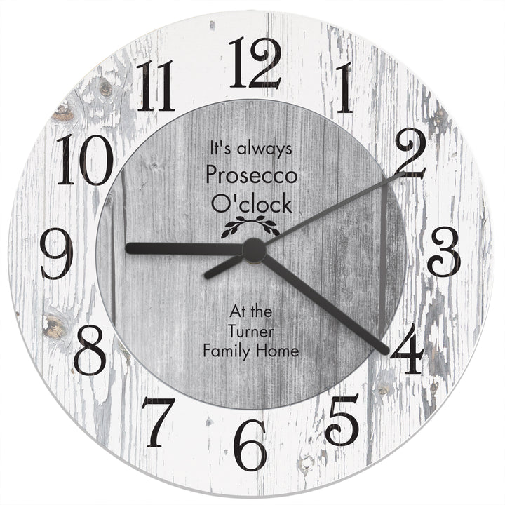 Personalised Any Message Shabby Chic Large Wooden Clock - part of the Gifts Finder Personalised Wooden Clocks collection