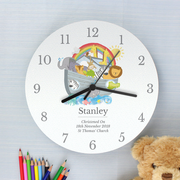 Buy Personalised Noah's Ark Clock at www.giftsfinder.co.uk