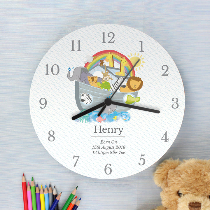 Personalised Noah's Ark Clock - part of the Gifts Finder Personalised Clocks collection