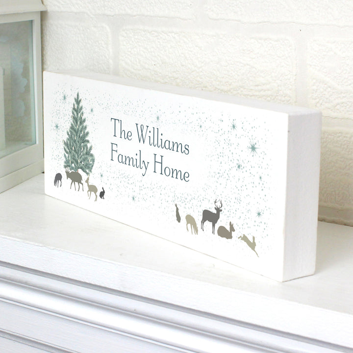 Buy Personalised A Winters Night Wooden Block Sign at www.giftsfinder.co.uk