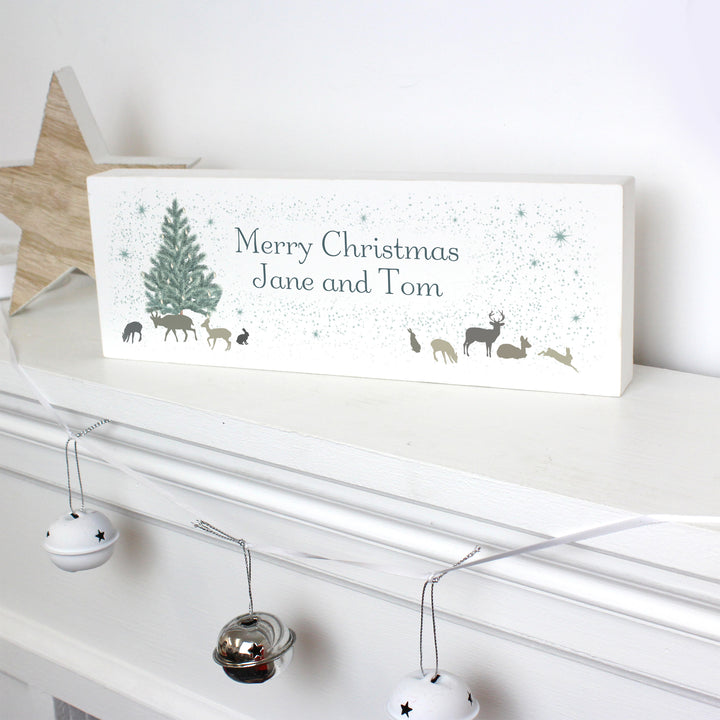 Buy Personalised A Winters Night Wooden Block Sign at www.giftsfinder.co.uk